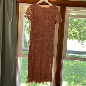 New York and Co Eva Mendes pink lace dress, size 4, worn once